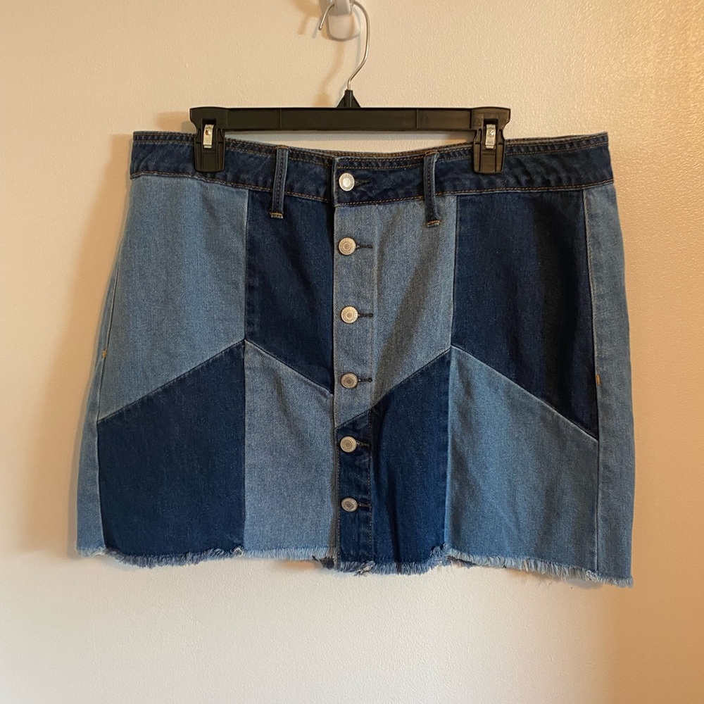 NWOT AE Denim Patchwork HiRise Festival Mini Skirt
